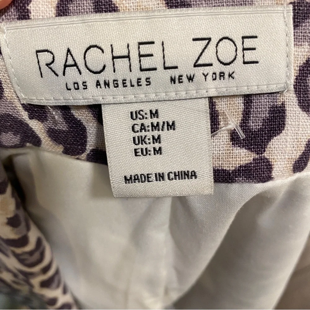 Rachel Zoe linen blend gray and cream leopard print blazer/jacket. Size Medium - Picture 6 of 8